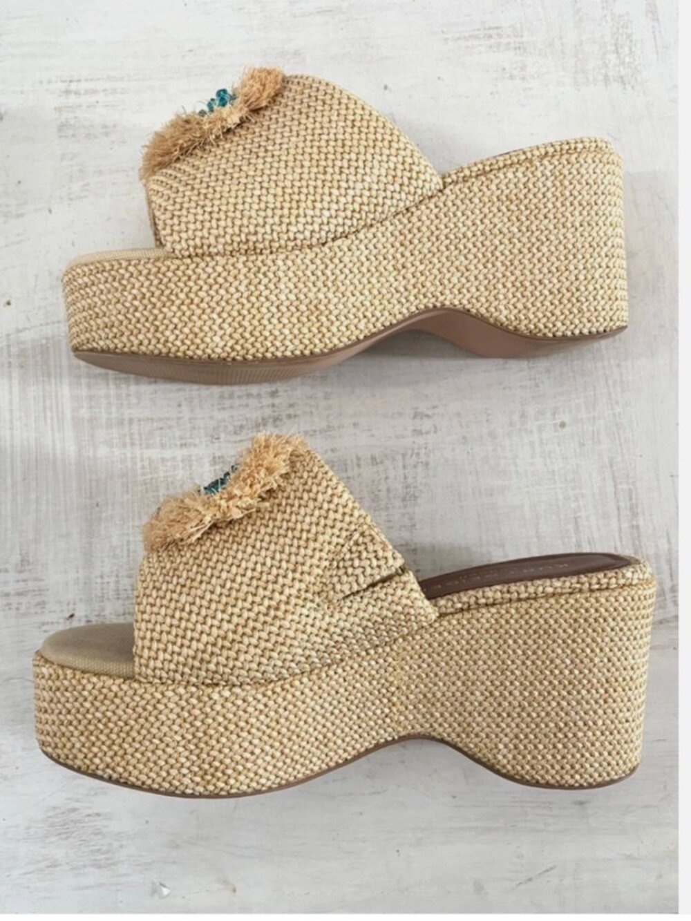 Kurt Geiger London Kensington Raffia Eye Platform Wedge Sandals Size 39 EU - Picture 5 of 11
